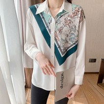 커스텀에이블 스카프 배색 셔츠카라 블라우스 C2303BL607A