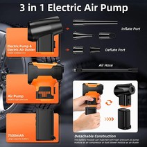 VEEAPE 3 IN 1 타이어 팽창기 휴대용 공기 압축기 에어 펌프 에어.. 정품보장, Black Orange