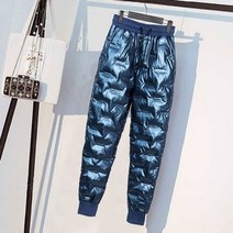 우모바지 여자 남자 등산복 등산 여성 남성 패딩 스노우웨어 방수 광택 겨울 따뜻한 운동복 캐주얼 두꺼운 --SION