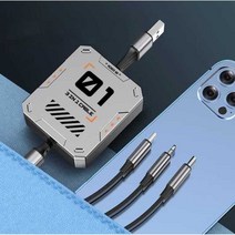 USB 플래시 충전 3헤드 자동차 다기능 범용에 적합한 3-in-1 데이터 케이블 접이식 1-3 충전기 케이블, (블랙 + 오렌지) 100W 급속충전 1.2m