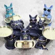 불독트레이 차키보관함 소품정리 현관 열쇠 쟁반 tray 프렌치 북유럽인테리어 장식소품, C. 입큰 불독소품함, 블루