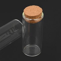 원통형미니유리보관함 코르크뚜껑투명원통 가루전시통, 사이즈