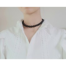 핸드메이드 오닉스 원석목걸이 블랙초커 포인트 비즈목걸이