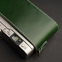 Design for Minolta TC1 Handmade Genuine Leather Camera Half Case Cover, 04 Dark Green