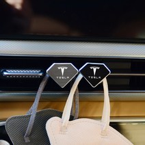 [간지] 테슬라 모델3 S X 엠블럼 로고 자동차 송풍구 마스크 걸이 후크 클립 튜닝 용품, A_원형-블랙