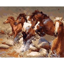 행운 성공 말 유화 스타일 그림 보석십자수 재료, 80x140cm