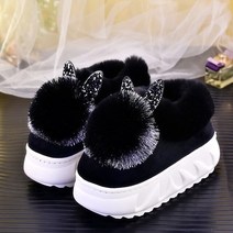 등산 방한부츠 아웃도어 신상품 스타일 코튼 슬리퍼 여성 겨울 귀여운 모피 볼 백 힐 코튼 신발 홈 따뜻함