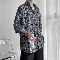 GBG 남자 호피무늬 레오파드 셔츠 고급스러운 남방 코트