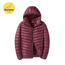 경량 패딩 banana store 유니클로 스타일 남성용 초 숏후드 다운 재킷 수납 가능한 긴팔 풀 지퍼 재킷 s-6xl
