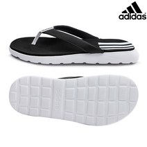 아디다스 2021 스트라이프 아쿠아 쪼리 샌들 미끄럼 방지 블랙-화이트