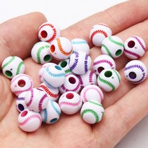 야구보호대 야구용품 20pcs 12mm 혼합 라운드 볼 아크릴 비즈 축구 테니스 DIY 쥬얼리 만들기 팔찌 목걸이, 07 Style 7_03 60pcs