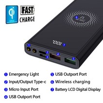 NIFFPD 무선 파워 뱅크 1000000mAh 백업 휴대용 충전기 외부 배터리 팩, For Other Phone