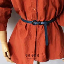 정성잡화점 싸게 오링 천연소가죽 여성용 얇은 허리띠
