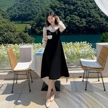 신세계TV쇼핑 [옷자락] 여자 둥근카라 레이스 A라인 미디 롱 원피스