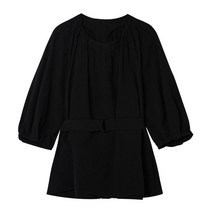 베스띠벨리 22S/S 벨티드 퍼프 소매 7부 블라우스 BEB2432BK