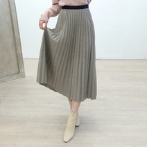 이힝 모직 주름 플리츠 a라인 밴딩 롱 스커트 치마