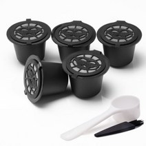캡슐 커피머신 Nresso 커피 에 대 한 숟가락으로 5Pcs 재사용 가능한 캡슐 포드 필터 컵, 03 Black