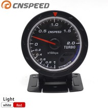 CNSPEED 자동차 터보 부스트 게이지 레드 amp 화이트 조명 바 타입 블랙 페이스 센서 포함 60mm