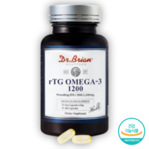 식약처인증 고함량 초임계 알티지 rTG 오메가3 1100mg. 6개월분. 1병. 기억력개선 혈행개선에 도움 저온추출 epa dha 오메가쓰리지방산, 1개