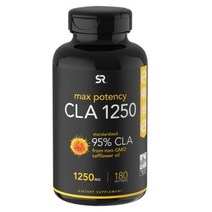 스포츠리서치 맥스 포텐시 CLA 1250mg 새플라워 오일 소프트젤 글루텐 프리, 180개입, 3개