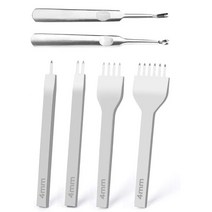 가죽공예툴 수작업공구 펀치 프롱 다이아몬드 레이싱 스티칭 치즐 세트 모양의 그루버 에지, 4mm 6개