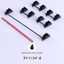 MKZealots V2 스태빌라이저 스크류 인 PCB 장착 스태빌라이저 스모키 투명 맞춤형 기계식 키보드용 와이어, 4x2u 1x7u(Black B)+Screw-in St