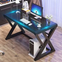 제일퍼니처 디자인굿 강화유리 위생 책상 컴퓨터 PC 철제 사무용 게이밍, Z플러스_강화유리책상_선택51:블랙블랙(W120cm)