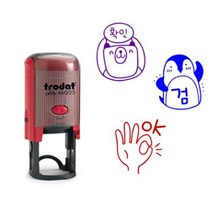 프라하 Trodat 동물캐릭터 OK.확인.검도장 747473, 디자인1.코끼리, 레드(빨강)