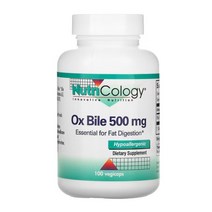 [미국 직구]NUTRICOLOGY OX BILE 500 MG 100 베지캡슐 HGP0524652, 1개