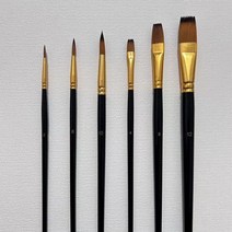 아티스트 페인트 브러시 세트 블랙 나무 손잡이 오일 아크릴 수채화 바디 페이스 락 캔버스 드로잉 아트 공예품 6 피스, 6Pcs Set