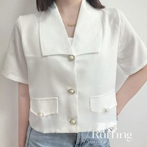 느슨한 캐주얼 숏 정장 재킷 여성 코디 진주장식