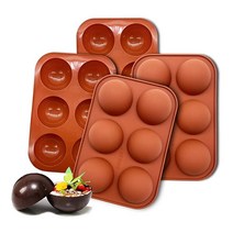 초콜릿 케이크 젤리 푸딩 수제 비누용 6홀 실리콘 몰드 논스틱 제빵기구 주방 도구 (4개), 4pcs red