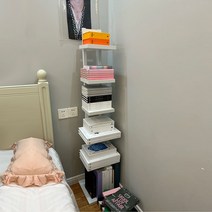 레어로우 시스템 선반 모던 스탠드 보이지 않는 책장 룸 침실 수직 벽 거실 단철 바닥 공간, [06] 블랙 7겹[철프레임]