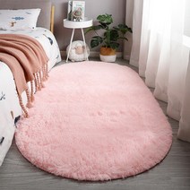 거실용 타원형 센터 카펫 대형 플러시 푹신한 어린이 침실 키즈 침대 룸 털이 부드러운 발 매트 홈 데코, pink_80x120cm