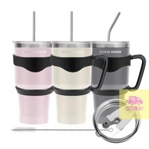 진공텀블러_스트로텀블러_텀블러_판촉_손잡이_사은품_보온보냉_스트로우_30oz_물병_900ml_물컵_텀블러세트 DA07, 베이비핑크