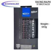 킥보드 타이어 Schwalbe Racing Ralph Ray 57-622 29x2.25 자전거 접이식 튜브리스 MTB 오프로드 사이클링 부품, [03] Ralph 29x2.25 Black