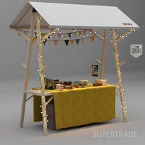 플리마켓매대 부스 나무 가판대 이동식 행사 프리마켓, 3.접이식150x60x200빨간색과흰색