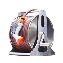 호스릴 수동 벽걸이 정원 세차 패키지, 15m 회적색 파이프 A형 물트럭 세트