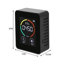 공기질측정기 미세먼지측정기 이산화탄소 감지기 다기능 온습도계 습도 가스 분석기 디지털, 검은색