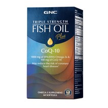 GNC 트리플 스트랭스 피쉬오일 플러스 CoQ10 (60 소프트젤) GNC TRIPLE STRENGTH FISH OIL PLUS COQ-10 60 Softgels, 1개