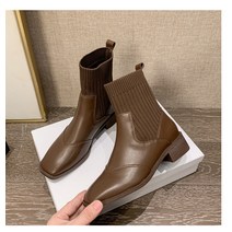 cisanny 여성용 앵클부츠 베이직 통굽 워커 부츠 하이 4cm