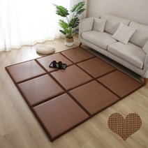 여름라탄 퍼즐식 타타미 카펫 시원한 카펫 매트거실용, 12장, 기본색