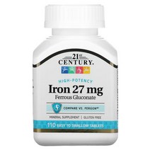 21st Century 21세기센트리 철분 27mg 110정 글루콘산철, 1개, 기본