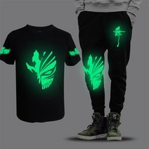 여름티셔츠세트 얇은 풀세트 네온 도깨비춤의 스텝 반팔 예보무 의류 바지 남자 2594588185