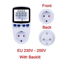 나인틴 EU US BR 소켓 디지털 전력계 전력 소비 와트 에너지 미터 KWh AC 230V 120V 전기 백라이트 포함, [05] Blue EU Backlit, 05 Blue 유렵식 Backlit