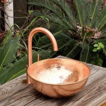 빈티지 세면대 싱크대 화장실 인테리어 황동 구리 물동이 수전, K 모델  340x135mm 구리 고광택 해머 패턴