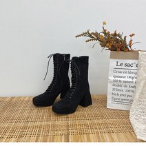 코지 힙한 캐주얼 스퀘어토 키높이 통굽 힐 워커