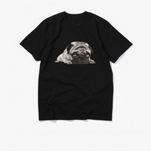 팔형견 불독 박시남 코디 문예 반팔 티셔츠