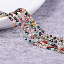 연화 천연 인도마노 각면 처리 2mm 원석 1줄 약 40cm, 단품