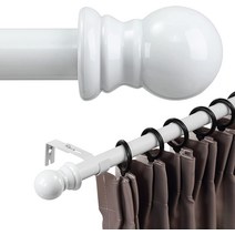 창문용 커튼 봉 71.1~121.9cm(28~48인치) - 튼튼한 흰색 커튼 봉 - 직경 2.5cm(1인치) 작은 커튼 봉 침실, 04 66